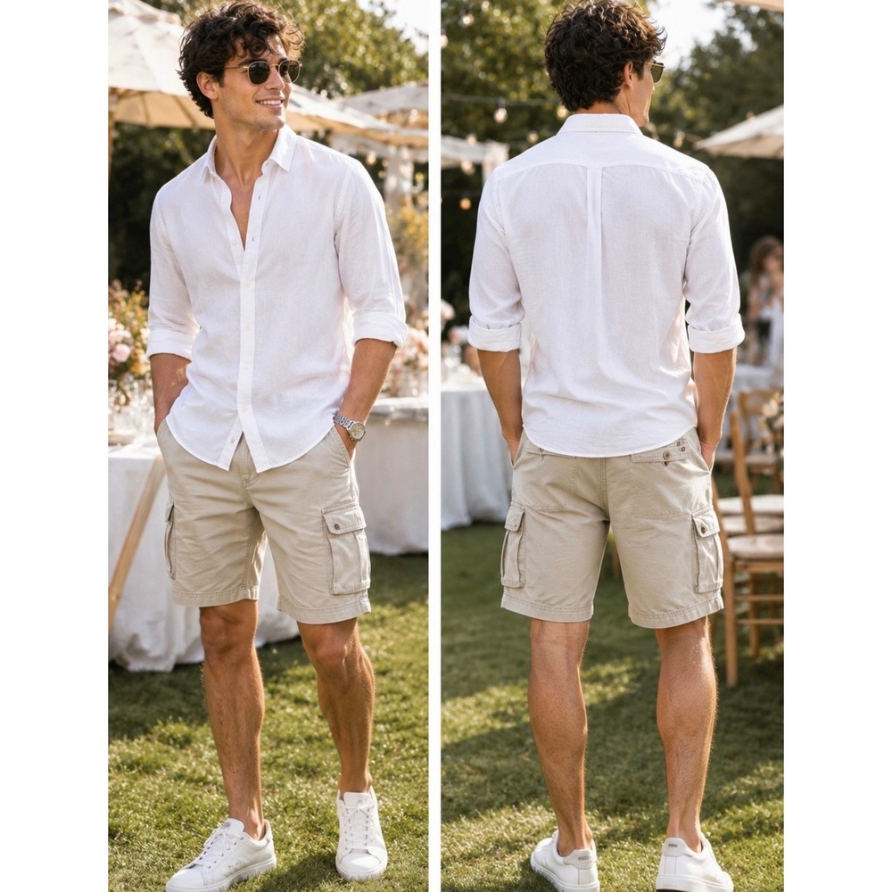 Tommy Bahama Relax Mens Cargo Shorts Tan Tencel Cotton Size 36 Utility Casual